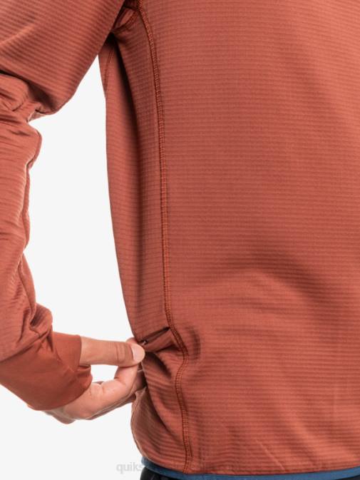 Quiksilver PJ4H1875 moški mahagonij pulover iz flisa s četrto zadrgo steep point