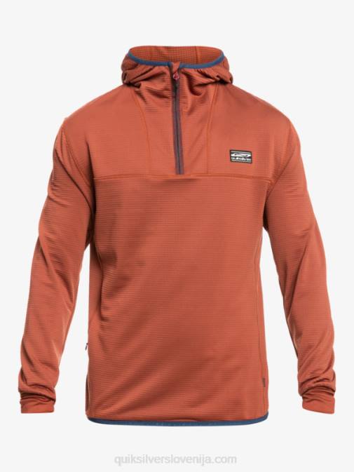 Quiksilver PJ4H1875 moški mahagonij pulover iz flisa s četrto zadrgo steep point