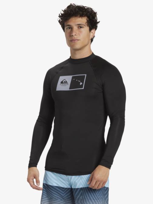 Quiksilver PJ4H1105 moški Črna majica z dolgimi rokavi hawaii Double Down upf 50
