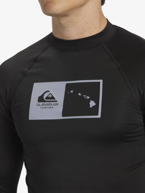 Quiksilver PJ4H1105 moški Črna majica z dolgimi rokavi hawaii Double Down upf 50