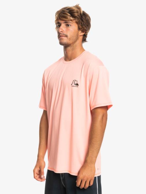 Quiksilver PJ4H1130 moški sveža lososova vresa heritage heather deskarska majica s kratkimi rokavi upf 50