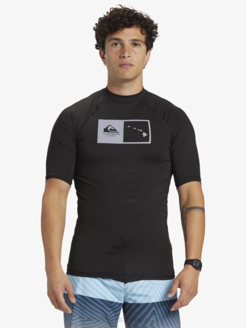 Quiksilver PJ4H1170 moški Črna majica za surfanje s kratkimi rokavi hawaii Double Down upf 50
