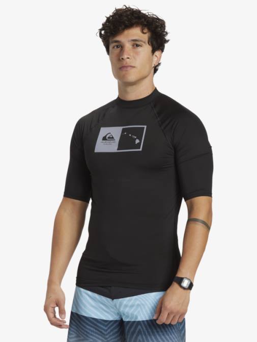 Quiksilver PJ4H1170 moški Črna majica za surfanje s kratkimi rokavi hawaii Double Down upf 50