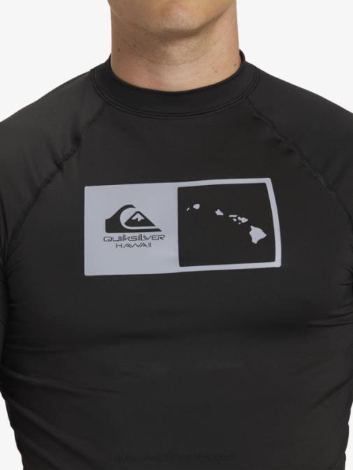 Quiksilver PJ4H1170 moški Črna majica za surfanje s kratkimi rokavi hawaii Double Down upf 50