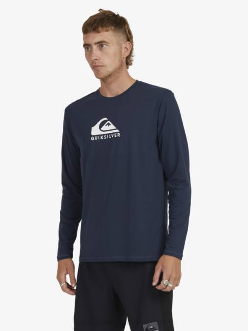 Quiksilver PJ4H1582 moški mornarsko modri blazer majica z dolgimi rokavi upf 50 z dolgimi črtami