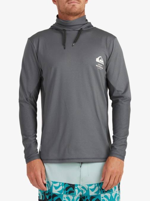Quiksilver PJ4H1848 moški temna senca majica z dolgimi rokavi upf 50 in kapuco za surfanje waterman angler