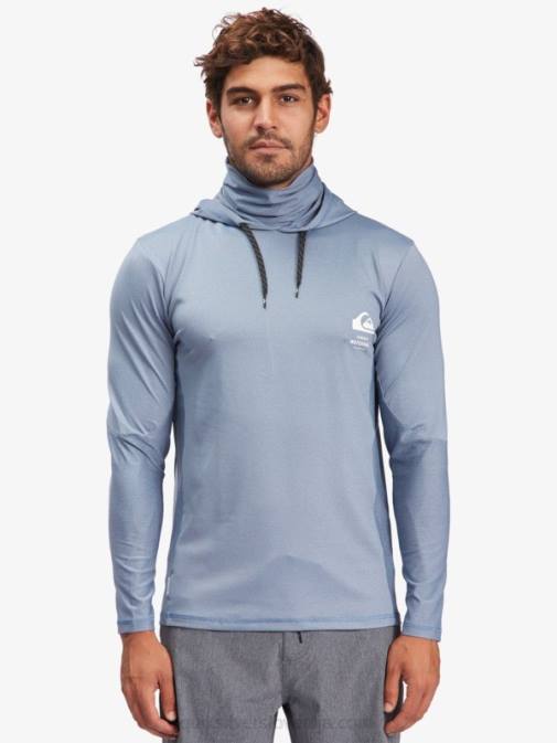Quiksilver PJ4H1849 moški praporščak modra majica z dolgimi rokavi upf 50 in kapuco za surfanje waterman angler