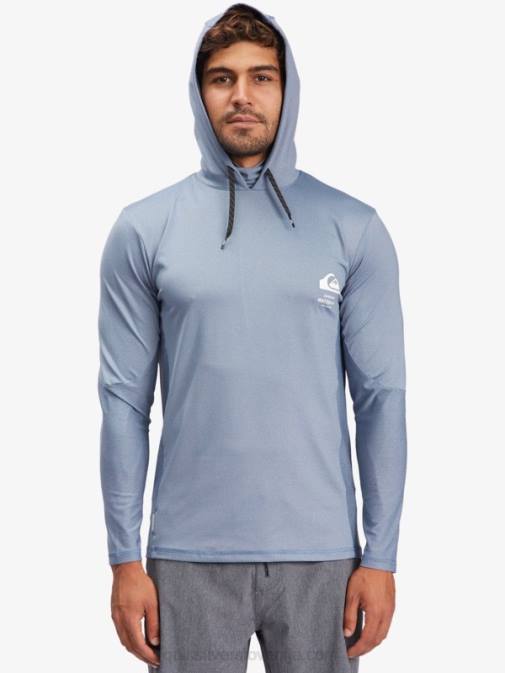 Quiksilver PJ4H1849 moški praporščak modra majica z dolgimi rokavi upf 50 in kapuco za surfanje waterman angler