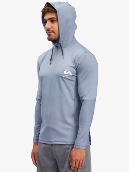 Quiksilver PJ4H1849 moški praporščak modra majica z dolgimi rokavi upf 50 in kapuco za surfanje waterman angler