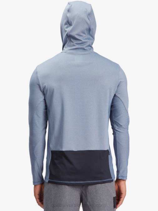 Quiksilver PJ4H1849 moški praporščak modra majica z dolgimi rokavi upf 50 in kapuco za surfanje waterman angler