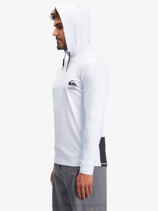 Quiksilver PJ4H1850 moški bela majica z dolgimi rokavi upf 50 in kapuco za surfanje waterman angler