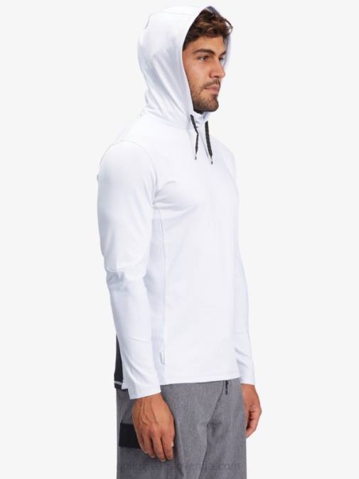 Quiksilver PJ4H1850 moški bela majica z dolgimi rokavi upf 50 in kapuco za surfanje waterman angler