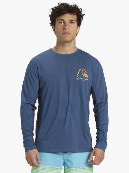 Quiksilver PJ4H259 moški praporščak modra majica z dolgimi rokavi Waterman iz bambusa karo 2 upf 50