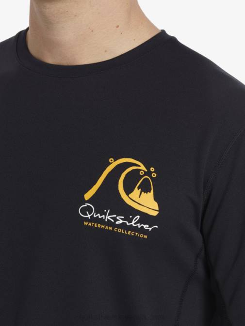 Quiksilver PJ4H261 moški Črna majica z dolgimi rokavi Waterman iz bambusa karo 2 upf 50