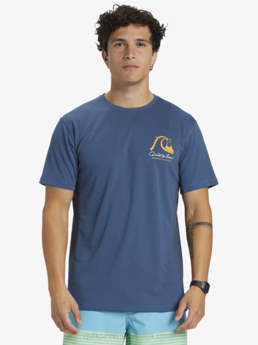Quiksilver PJ4H275 moški praporščak modra majica s kratkimi rokavi Waterman iz bambusa karo 2 upf 50