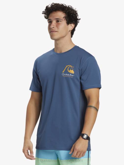 Quiksilver PJ4H275 moški praporščak modra majica s kratkimi rokavi Waterman iz bambusa karo 2 upf 50