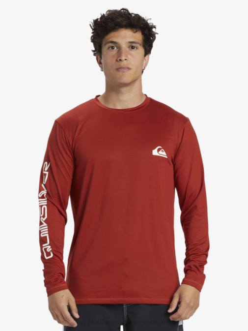 Quiksilver PJ4H403 moški rdeči oker omni session majica za deskanje z dolgimi rokavi upf 50