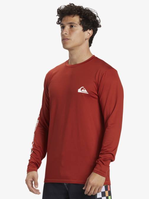 Quiksilver PJ4H403 moški rdeči oker omni session majica za deskanje z dolgimi rokavi upf 50