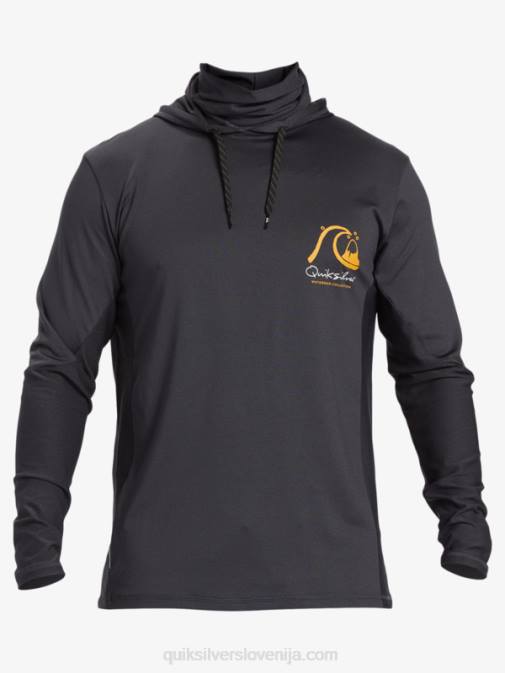 Quiksilver PJ4H830 moški Črna majica za surfanje z dolgimi rokavi waterman angler hooded upf 50
