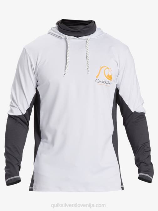 Quiksilver PJ4H831 moški bela majica za surfanje z dolgimi rokavi waterman angler hooded upf 50