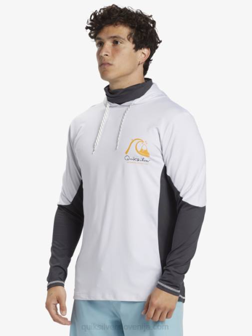 Quiksilver PJ4H831 moški bela majica za surfanje z dolgimi rokavi waterman angler hooded upf 50