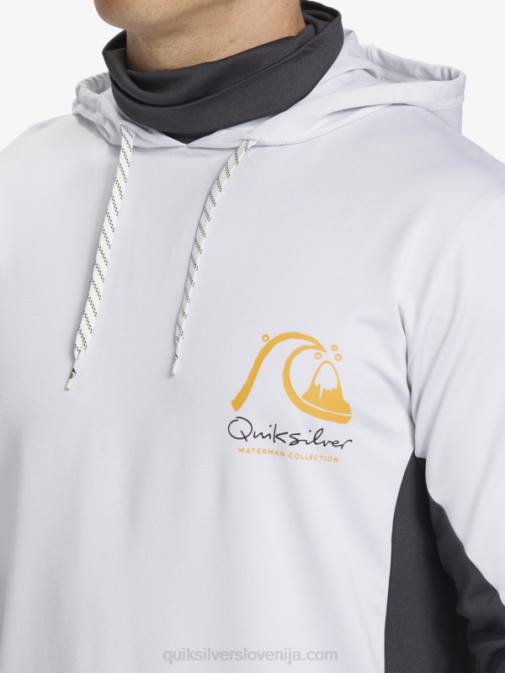 Quiksilver PJ4H831 moški bela majica za surfanje z dolgimi rokavi waterman angler hooded upf 50