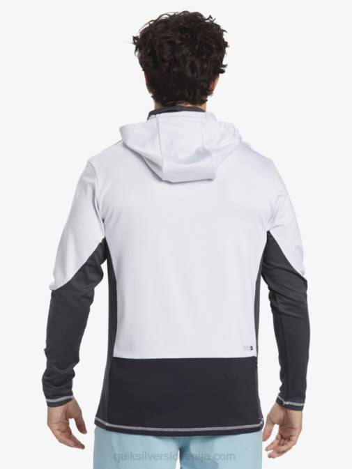 Quiksilver PJ4H831 moški bela majica za surfanje z dolgimi rokavi waterman angler hooded upf 50
