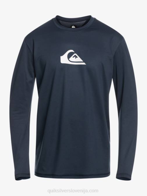 Quiksilver PJ4H842 moški mornarsko modri blazer majica za surfanje z dolgimi rokavi s polnimi črtami do 50