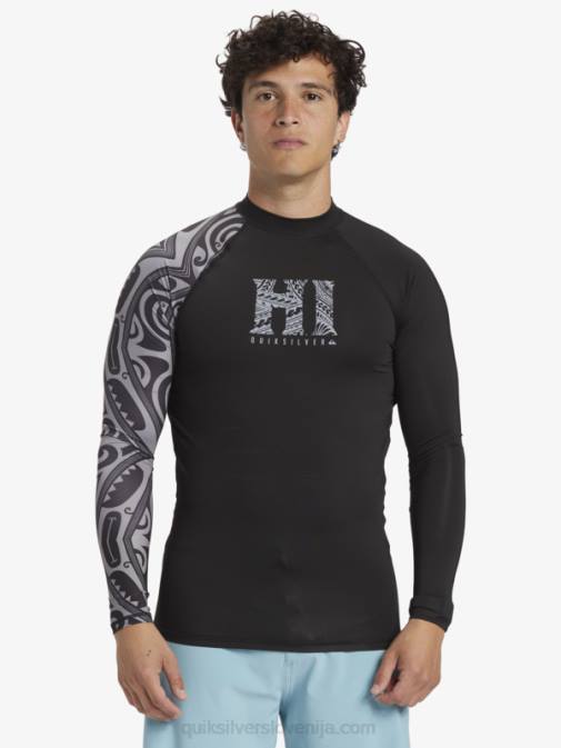 Quiksilver PJ4H923 moški Črna majica z dolgimi rokavi hawaii big island upf 50