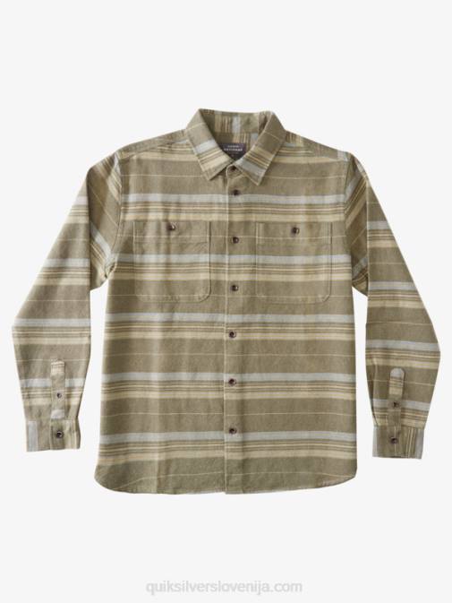 Quiksilver PJ4H1122 moški prašno olivno vodoravni greben Waterman srajca z dolgimi rokavi iz vodoravnega grebena
