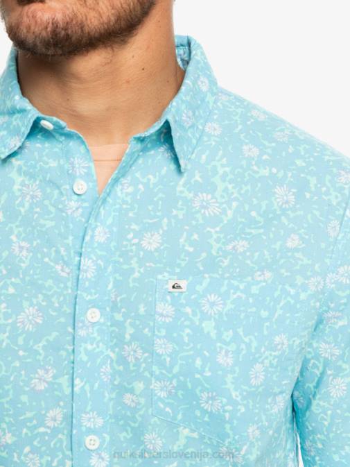 Quiksilver PJ4H1230 moški nebesno modra mehka dlaka mehka majica s kratkimi rokavi