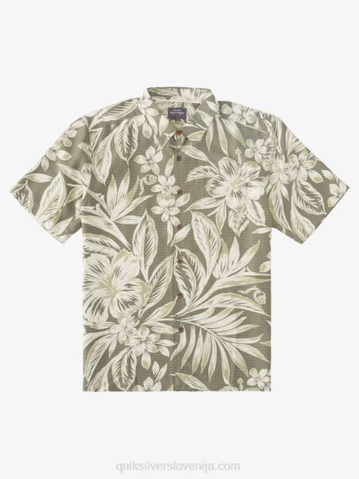Quiksilver PJ4H1334 moški prašni dnevi oljčnega zajtrka srajca s kratkimi rokavi waterman brunch time
