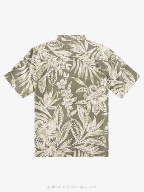 Quiksilver PJ4H1334 moški prašni dnevi oljčnega zajtrka srajca s kratkimi rokavi waterman brunch time