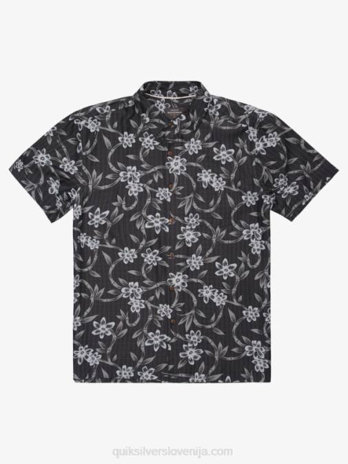 Quiksilver PJ4H1352 moški črn zvit tok srajca s kratkimi rokavi s twisted flowom waterman
