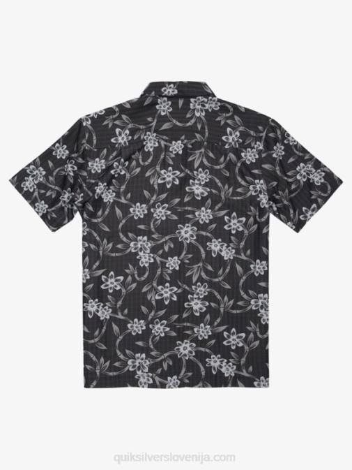 Quiksilver PJ4H1352 moški črn zvit tok srajca s kratkimi rokavi s twisted flowom waterman