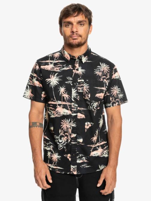 Quiksilver PJ4H1369 moški črni zračni tok Airflow bombažna majica s kratkimi rokavi