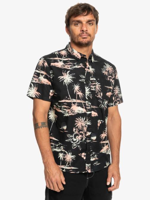 Quiksilver PJ4H1369 moški črni zračni tok Airflow bombažna majica s kratkimi rokavi