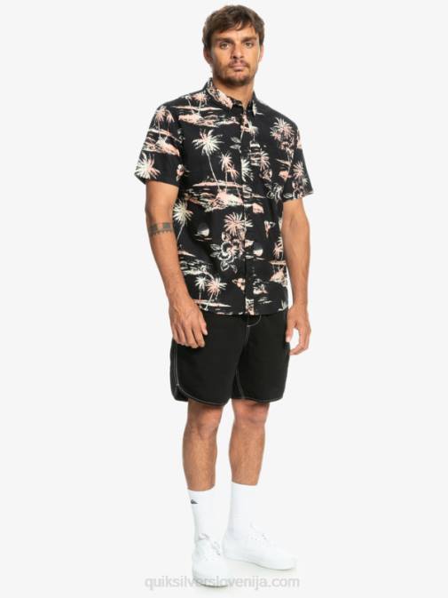 Quiksilver PJ4H1369 moški črni zračni tok Airflow bombažna majica s kratkimi rokavi