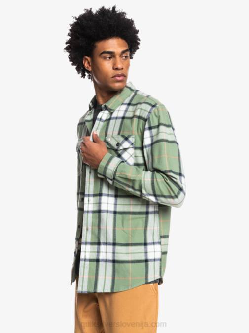 Quiksilver PJ4H1427 moški loden mraz lipov raztežaj lipova raztegljiva flanelasta srajca z dolgimi rokavi