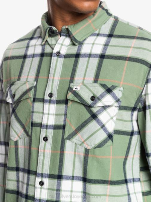 Quiksilver PJ4H1427 moški loden mraz lipov raztežaj lipova raztegljiva flanelasta srajca z dolgimi rokavi