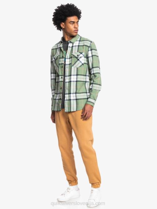 Quiksilver PJ4H1427 moški loden mraz lipov raztežaj lipova raztegljiva flanelasta srajca z dolgimi rokavi