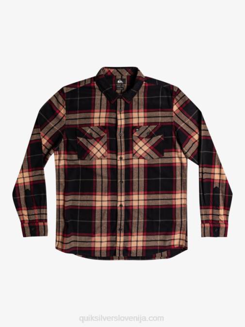 Quiksilver PJ4H1428 moški črna lipa raztežaj lipova raztegljiva flanelasta srajca z dolgimi rokavi