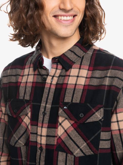 Quiksilver PJ4H1428 moški črna lipa raztežaj lipova raztegljiva flanelasta srajca z dolgimi rokavi