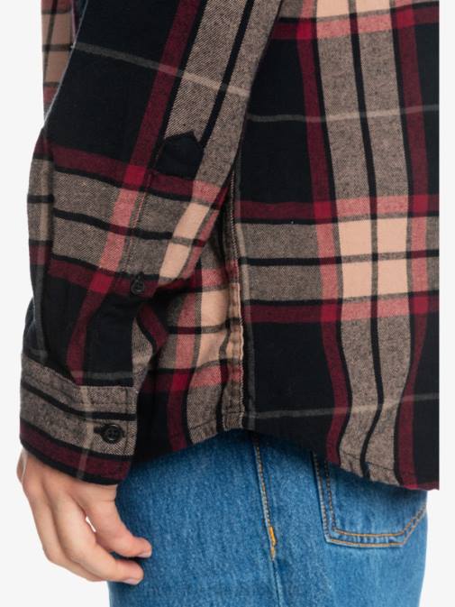 Quiksilver PJ4H1428 moški črna lipa raztežaj lipova raztegljiva flanelasta srajca z dolgimi rokavi