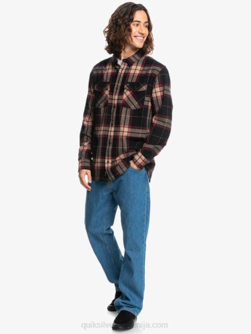 Quiksilver PJ4H1428 moški črna lipa raztežaj lipova raztegljiva flanelasta srajca z dolgimi rokavi