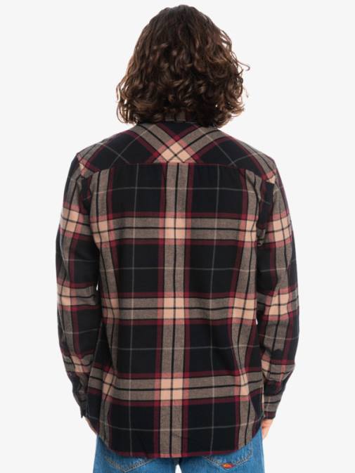 Quiksilver PJ4H1428 moški črna lipa raztežaj lipova raztegljiva flanelasta srajca z dolgimi rokavi