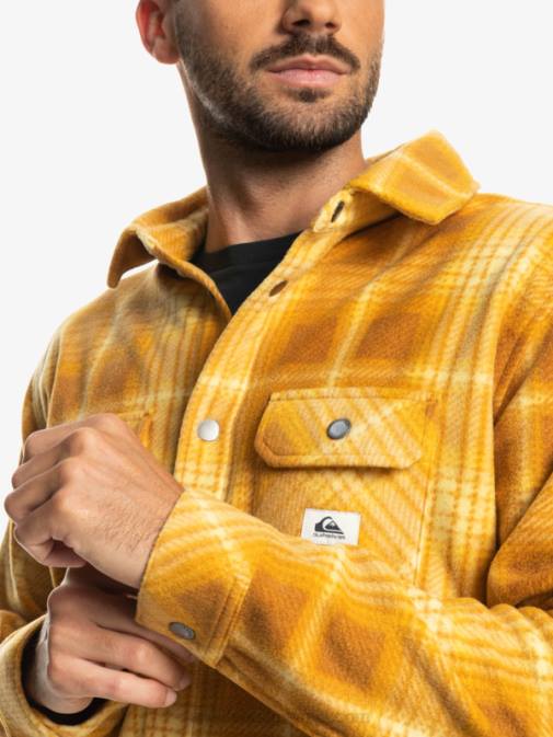 Quiksilver PJ4H1555 moški rjavi sladkor shadowplaid surf days flanelasta srajca z dolgimi rokavi