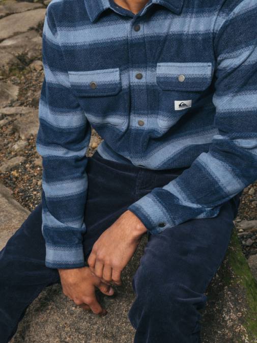 Quiksilver PJ4H1556 moški mornarsko modri blazer s flanelasto črto surf days flanelasta srajca z dolgimi rokavi