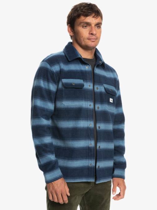 Quiksilver PJ4H1556 moški mornarsko modri blazer s flanelasto črto surf days flanelasta srajca z dolgimi rokavi