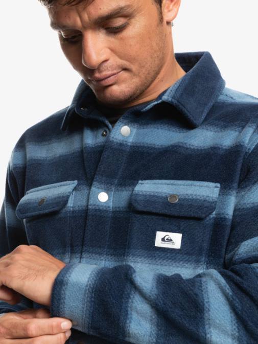Quiksilver PJ4H1556 moški mornarsko modri blazer s flanelasto črto surf days flanelasta srajca z dolgimi rokavi